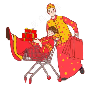 2019欢欢喜喜办年货喜气洋洋PSD源�,免抠元素