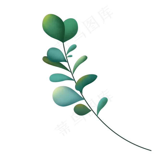 弯弯的卡通叶子树枝免扣(2000X2000(DPI:300))psd模版下载
