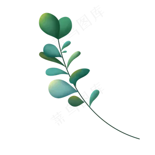 弯弯的卡通叶子树枝免扣