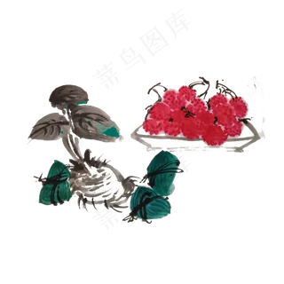 端午节粽子杨梅手绘