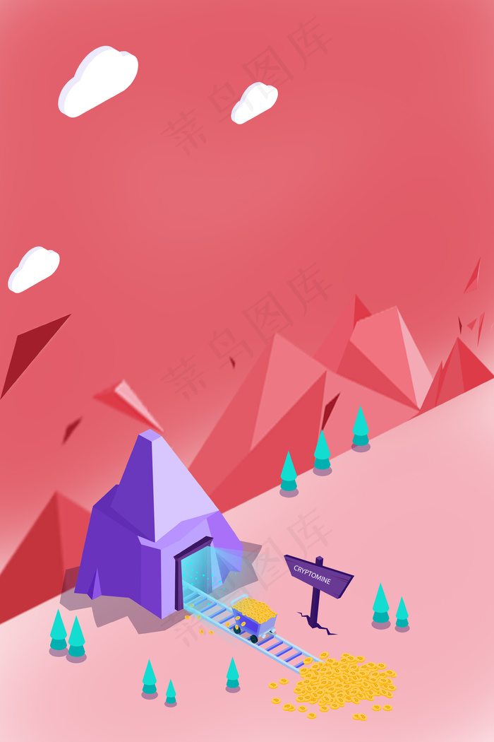 红色2.5D渐变金融金币投资理财背景