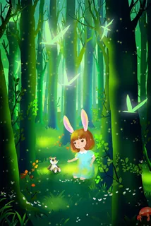 通用-治愈美景紫色仲夏夜精灵