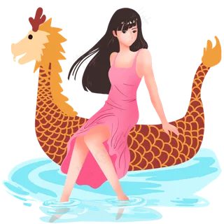坐在龙舟的小女孩 坐在龙舟的小女孩