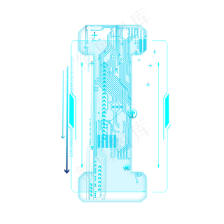 蓝色科技线条PSD字母I