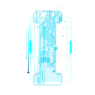 蓝色科技线条PSD字母I