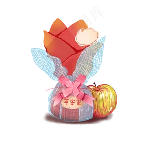 圣诞节平安夜平安果苹果手绘素材,免抠元素