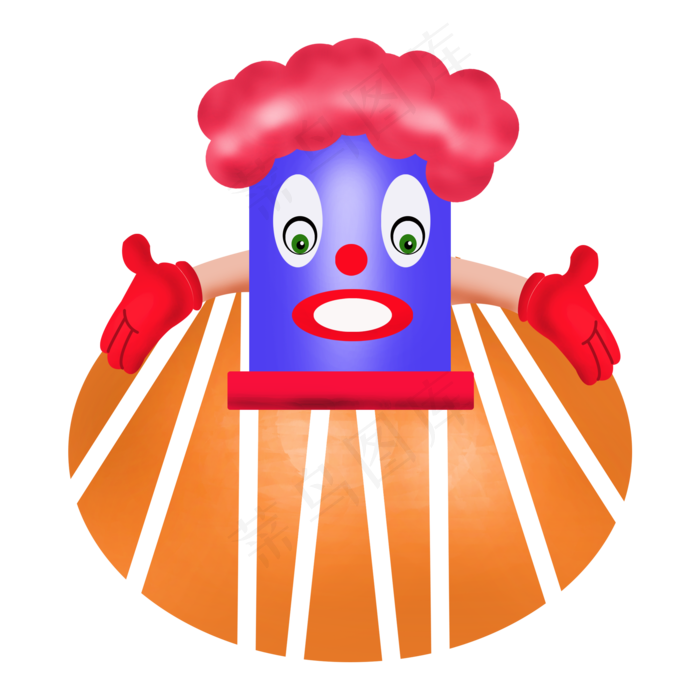 愚人节卡通小丑插图(2000X2000(DPI:300))psd模版下载