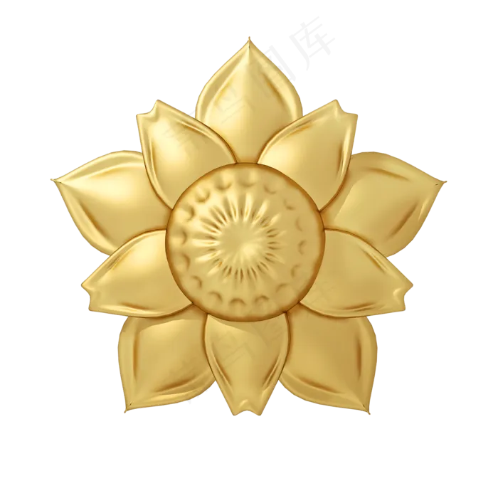 仿真金色花朵png图(2000X2000(DPI:300))psd模版下载