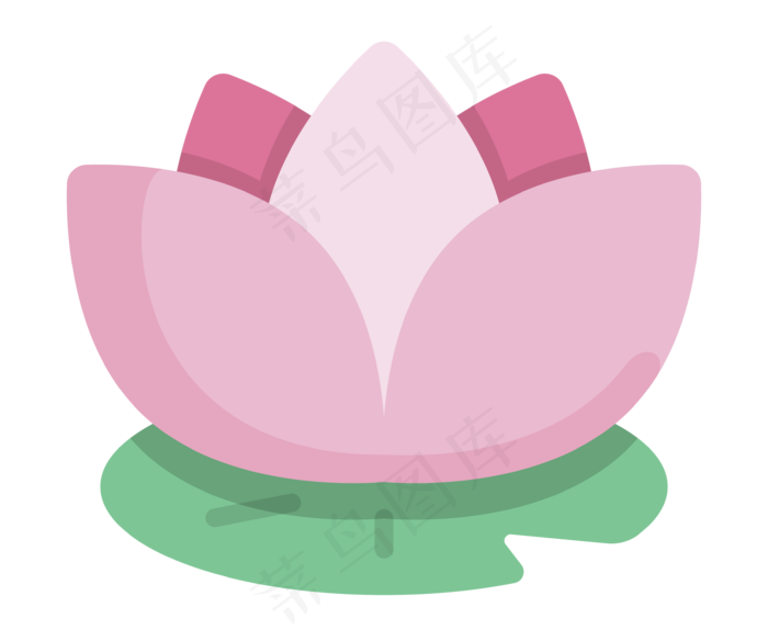 绽放荷花卡通植物