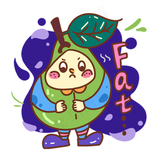 夏天水果有点胖的绿梨小人