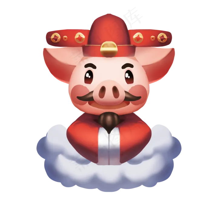 新年小猪2019财神爷png免扣卡通手�,免抠元素