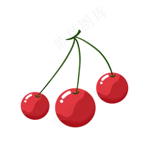 扁平的卡通水果樱桃
