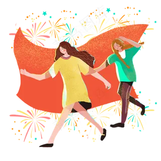 欢庆八一建军节女孩png素材