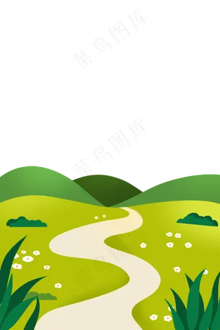 春天绿色草地风景,免抠元素