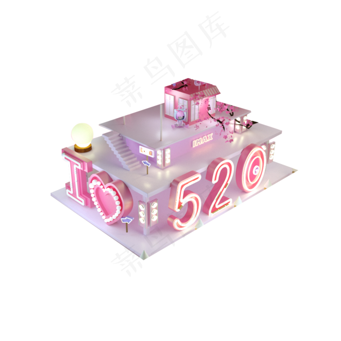 彩色爱情建筑元素(2000X2000(DPI:300))psd模版下载