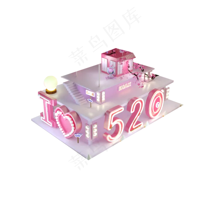 彩色爱情建筑元素(2000X2000(DPI:300))psd模版下载