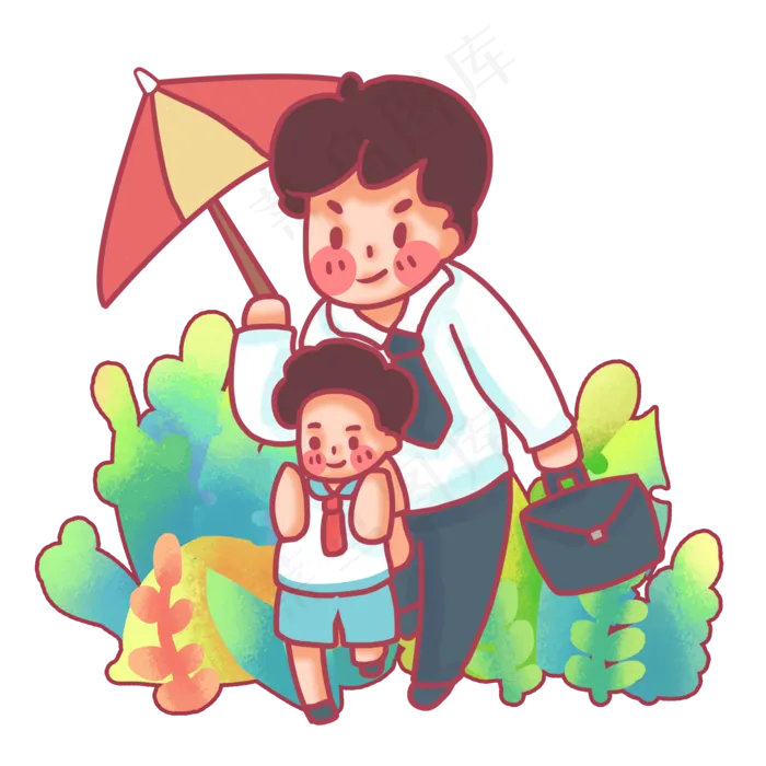 在雨中奔跑给儿子撑伞的父亲(2000X2000(DPI:300))psd模版下载