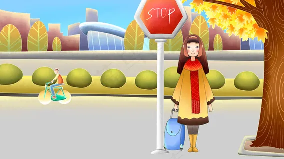 二十四节气秋分手绘插画