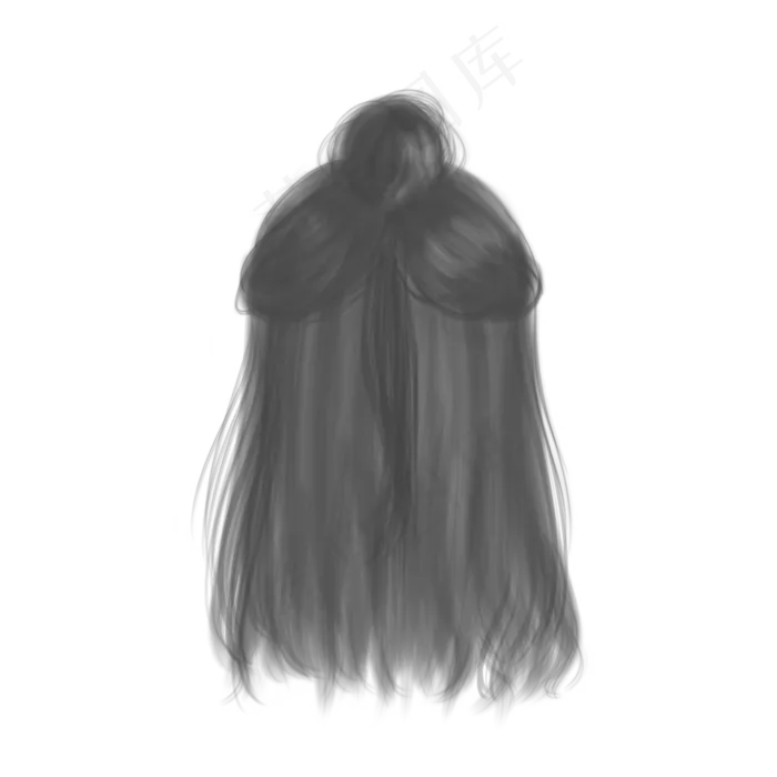 半丸子头发笔刷(2000X2000(DPI:300))psd模版下载