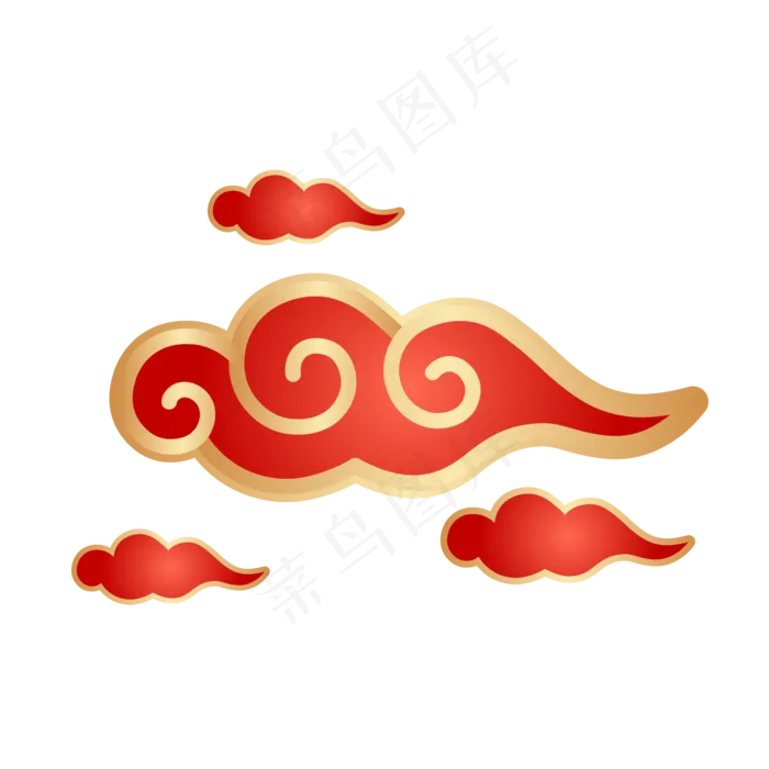 红金祥云,免抠元素(2000*2000px 300 dpi )ai矢量模版下载