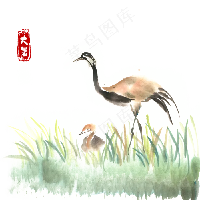 大暑草丛中的母子鸟(1125X2436(DPI:72))psd模版下载