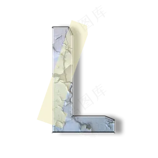 破旧裂纹墙壁PSD字母L
