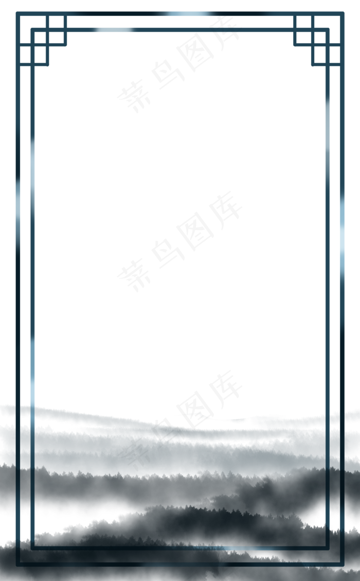 中国风边框远山纹理,免抠元素