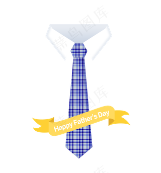 父亲节蓝色格纹领带PNG免抠素材