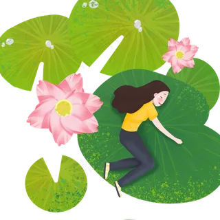 夏天荷花池里睡午觉