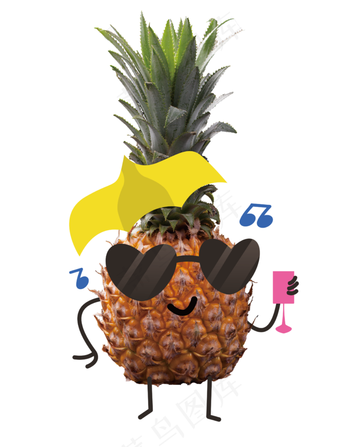 戴眼镜的拟人菠萝(2500X2500(DPI:300))ai矢量模版下载