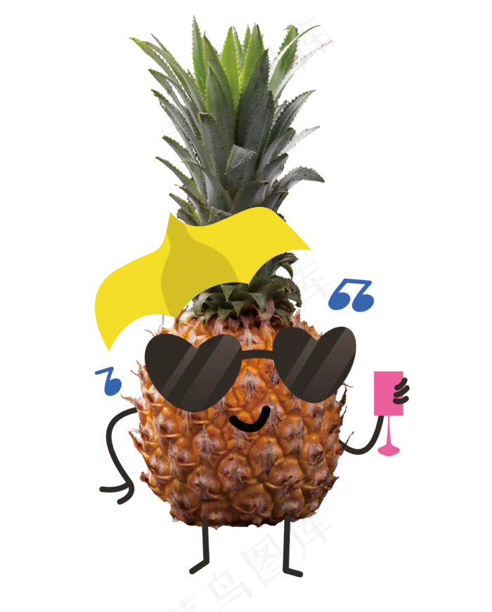 戴眼镜的拟人菠萝(2500X2500(DPI:300))ai矢量模版下载