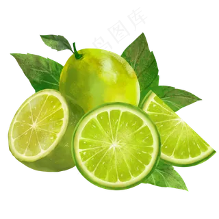 手绘果园水果青柠矢量图案