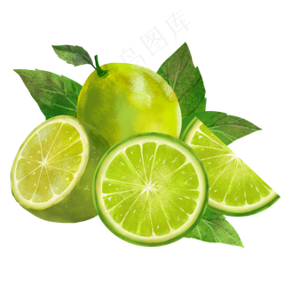手绘果园水果青柠矢量图案
