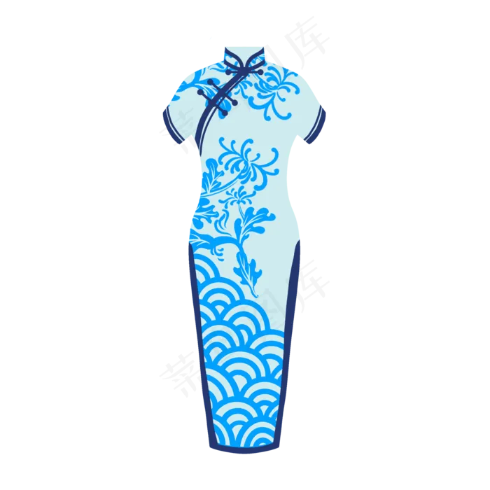 中国风青花瓷旗袍(2048X2048(DPI:300))psd模版下载