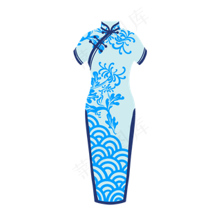 中国风青花瓷旗袍