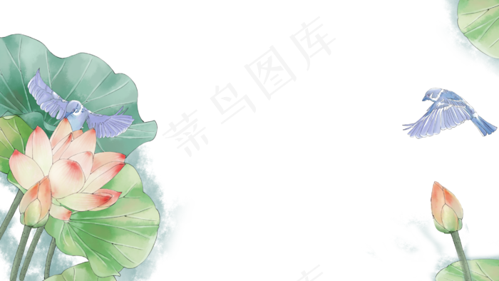 工笔鹊鸟荷花中国风花鸟复古国风,免抠元素