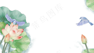 工笔鹊鸟荷花中国风花鸟复古国风,免抠元素