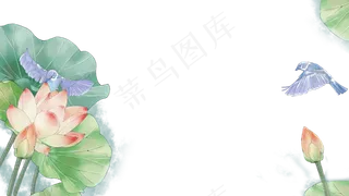 工笔鹊鸟荷花中国风花鸟复古国风,免抠元素
