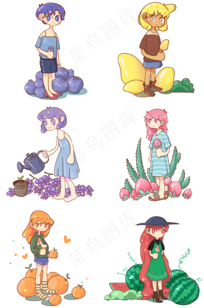 夏季水果拟人女孩(2000X3020(DPI:300))psd模版下载