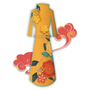 中国风花朵旗袍