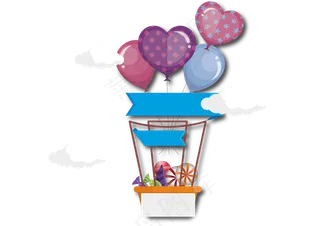 用气球挂着篮子上的糖果优惠券