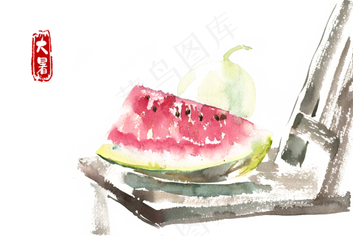 大暑椅子上的西瓜(7087X4724(DPI:300))psd模版下载