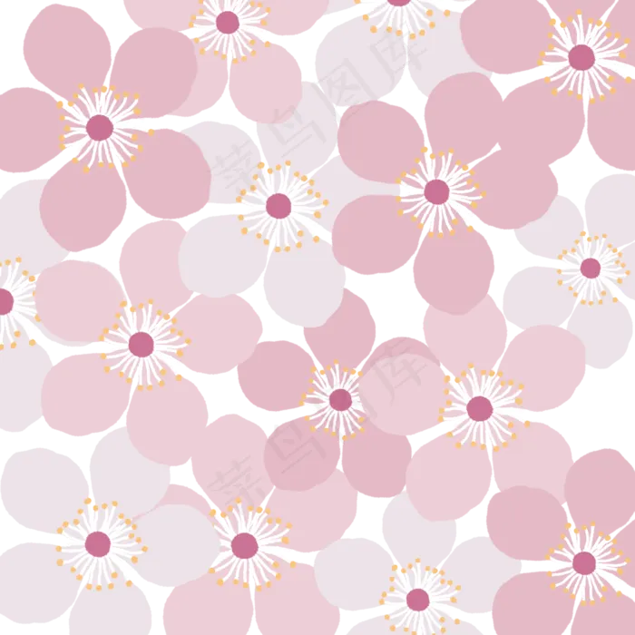 粉色盛开的樱花底纹图案,免抠元素(4167X4167(DPI:200))psd模版下载