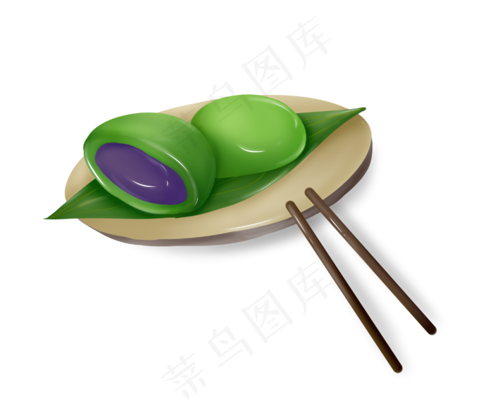 清明节食物青团插图(3000X2500(DPI:350))psd模版下载