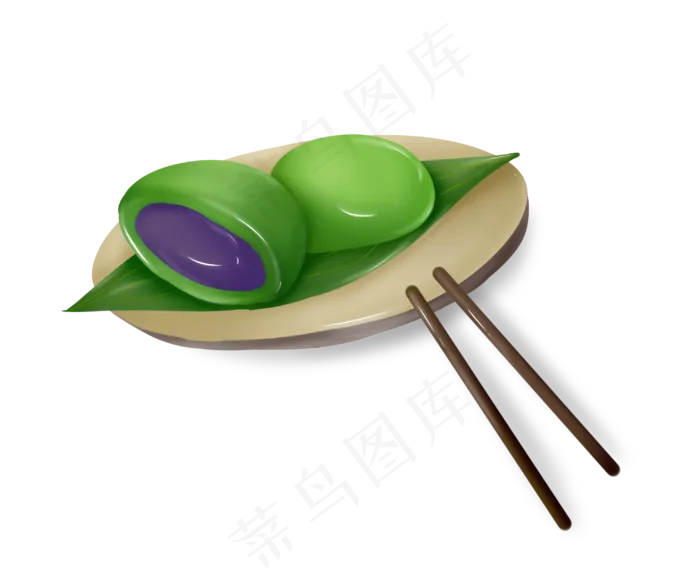 清明节食物青团插图(3000X2500(DPI:350))psd模版下载