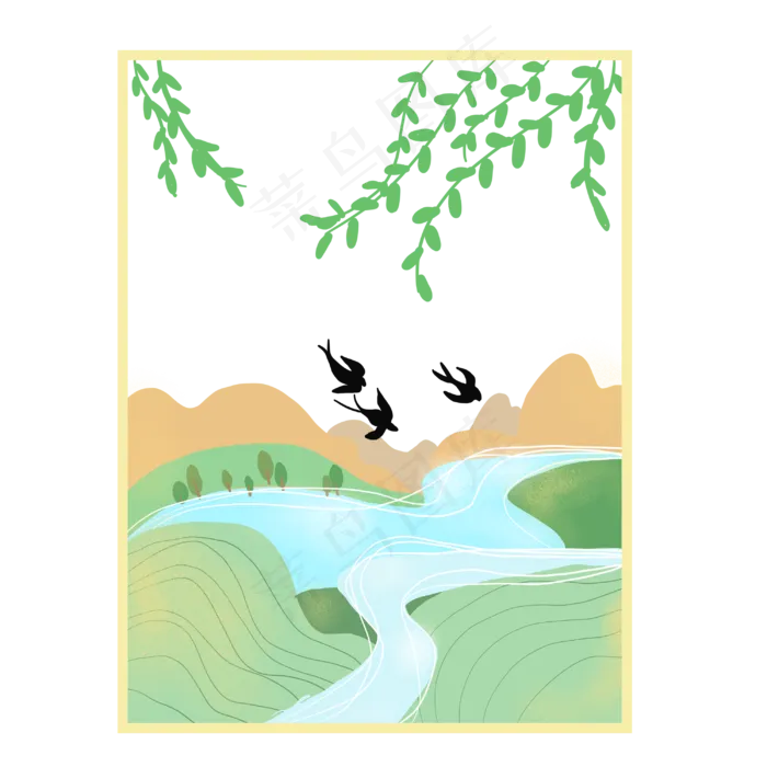 清明节边框荷叶免抠(3000X3000(DPI:132))psd模版下载