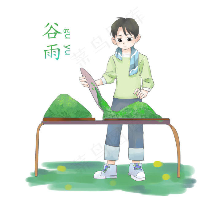 谷雨做茶叶的小男孩(2000X2000(DPI:299))psd模版下载