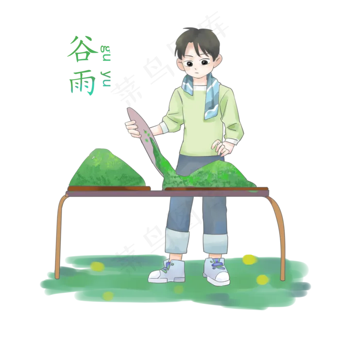 谷雨做茶叶的小男孩