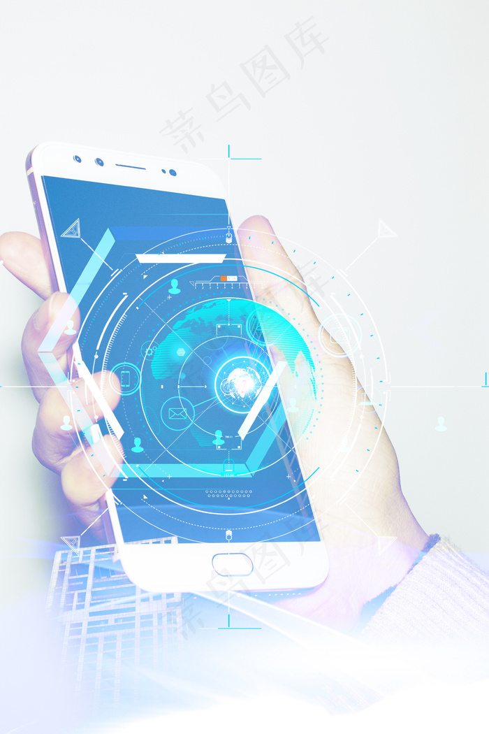 手机触碰科技互联网大气背景海报