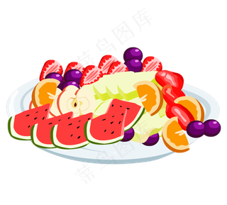 卡通水果果盘插图